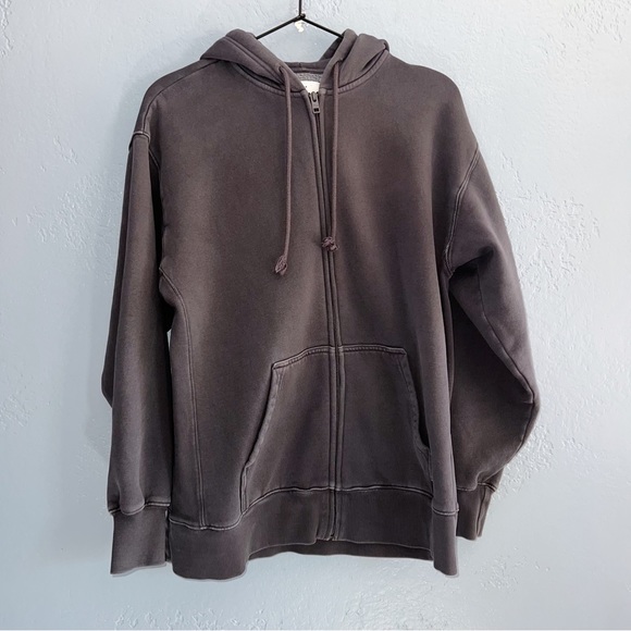 TNA Boyfriend Gray Hoodie Zipup Sweater Size 1 - Picture 4 of 8